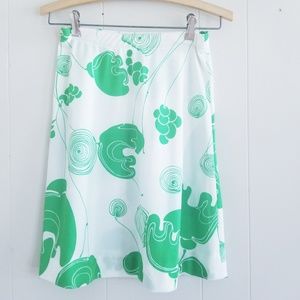 1960s AinR‎ Jr Green & White Poly Skirt